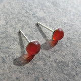 Natural Carnelian Crystal Sterling Silver Stud Earrings