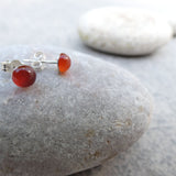 Natural Carnelian Crystal Sterling Silver Stud Earrings