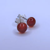 Natural Carnelian Crystal Sterling Silver Stud Earrings