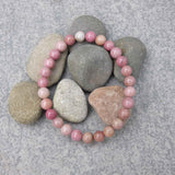 Natural Rhodochrosite Crystal Bead Bracelet