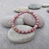 Natural Rhodochrosite Crystal Bead Bracelet