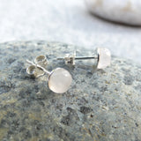 Natural Rose Quartz Crystal Sterling Silver Stud Earrings