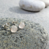 Natural Rose Quartz Crystal Sterling Silver Stud Earrings