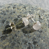 Natural Rose Quartz Crystal Sterling Silver Stud Earrings