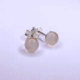 Natural Rose Quartz Crystal Sterling Silver Stud Earrings