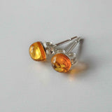 Natural Light Amber Sterling Silver Stud Earrings