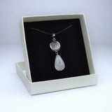 Natural Clear Quartz Crystal Teardrop Pendant Necklace