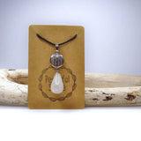 Natural Clear Quartz Crystal Teardrop Pendant Necklace