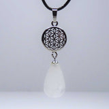 Natural Clear Quartz Crystal Teardrop Pendant Necklace