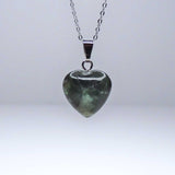 Natural Green Fluorite Crystal Heart Pendant