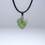 Natural Green Fluorite Crystal Heart Pendant
