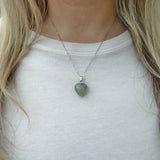 Natural Green Fluorite Crystal Heart Pendant