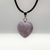Natural Lepidolite Crystal Heart Necklace