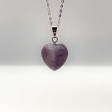 Natural Lepidolite Crystal Heart Necklace
