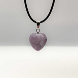 Natural Lepidolite Crystal Heart Necklace