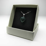 Natural Moss Agate Crystal Heart Necklace