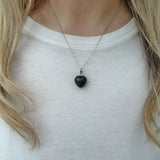 Natural Moss Agate Crystal Heart Necklace