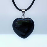Natural Obsidian Crystal Heart Necklace