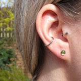Natural Peridot Crystal Sterling Silver Stud Earrings