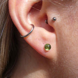 Natural Peridot Crystal Sterling Silver Stud Earrings