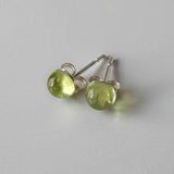 Natural Peridot Crystal Sterling Silver Stud Earrings