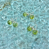 Natural Peridot Crystal Sterling Silver Stud Earrings