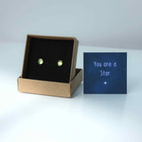 Natural Peridot Crystal Sterling Silver Stud Earrings