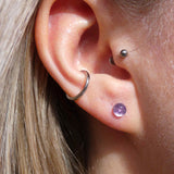 Natural Purple Fluorite Crystal Sterling Silver Stud Earrings