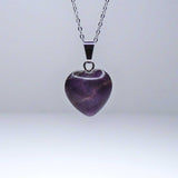 Natural Purple Fluorite Crystal Heart Pendant Necklace