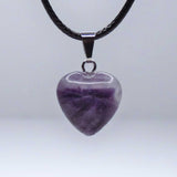 Natural Purple Fluorite Crystal Heart Pendant Necklace