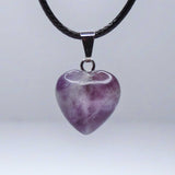 Natural Purple Fluorite Crystal Heart Pendant Necklace