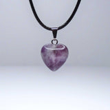 Natural Purple Fluorite Crystal Heart Pendant Necklace