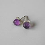 Natural Purple Fluorite Crystal Sterling Silver Stud Earrings