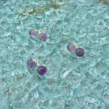 Natural Purple Fluorite Crystal Sterling Silver Stud Earrings