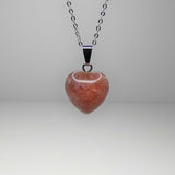 Natural Strawberry Quartz Crystal Heart Necklace