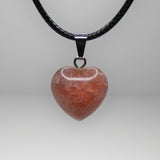 Natural Strawberry Quartz Crystal Heart Necklace