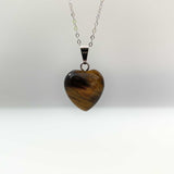 Natural Tiger's Eye Crystal Heart Necklace
