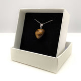 Natural Tiger's Eye Crystal Heart Necklace