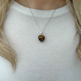 Natural Tiger's Eye Crystal Heart Necklace