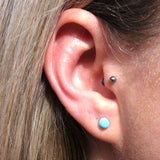 Natural Turquoise Crystal Sterling Silver Stud Earrings