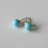 Natural Turquoise Crystal Sterling Silver Stud Earrings