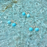 Natural Turquoise Crystal Sterling Silver Stud Earrings