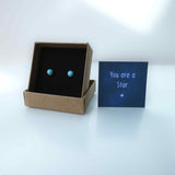 Natural Turquoise Crystal Sterling Silver Stud Earrings