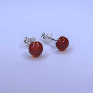 Natural Carnelian Crystal Sterling Silver Stud Earrings