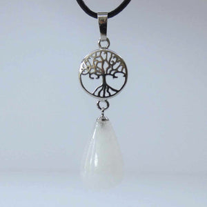 Natural Clear Quartz Crystal Teardrop Pendant Necklace