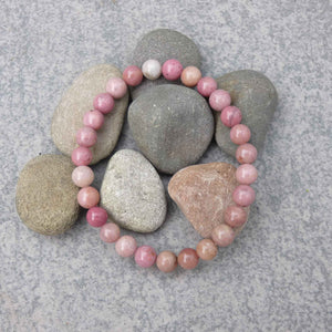 Natural Rhodochrosite Crystal Bead Bracelet