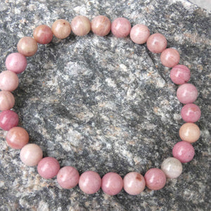Natural Rhodochrosite Crystal Bead Bracelet