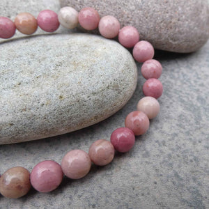 Natural Rhodochrosite Crystal Bead Bracelet