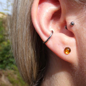 Natural Light Amber Sterling Silver Stud Earrings