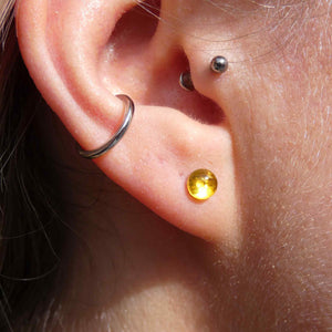 Natural Light Amber Sterling Silver Stud Earrings